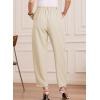 image:imageEVALESS Womens Wide Leg Barrel Pants Elastic High Waisted Business Casual Work Pants Trousers with PocketsLight Brown