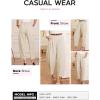 image:imageEVALESS Womens Wide Leg Barrel Pants Elastic High Waisted Business Casual Work Pants Trousers with PocketsLight Brown