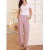 image:imageEVALESS Womens Wide Leg Barrel Pants Elastic High Waisted Business Casual Work Pants Trousers with PocketsLight Pink