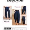 image:imageEVALESS Womens Wide Leg Barrel Pants Elastic High Waisted Business Casual Work Pants Trousers with PocketsNavy Blue
