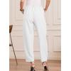 image:imageEVALESS Womens Wide Leg Barrel Pants Elastic High Waisted Business Casual Work Pants Trousers with PocketsWhite