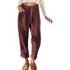 image:imageEVALESS Corduroy Pants for Women Casual Elastic High Waisted Straight Leg Baggy Pants Loose Comfy Trousers with PocketsA Red