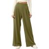 image:imageEVALESS Womens Fleece Lined Pants Wide Leg High Waisted Knit Palazzo Pants Business Casual Work Trousers with PocketsOlive Green