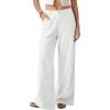 image:imageEVALESS Womens Linen Pants Summer High Waist Wide Leg Palazzo Pants Casual Trousers 2026 Beach Travel Vacation Outfits1a White