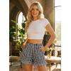 image:imageEVALESS Boxer Shorts for Women Plaid Pajama Ruffle Shorts Fashion 2026 Summer Beach Bottoms Lounge Shorts with PocketsBlack