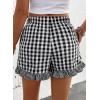 image:imageEVALESS Boxer Shorts for Women Plaid Pajama Ruffle Shorts Fashion 2026 Summer Beach Bottoms Lounge Shorts with PocketsBlack