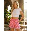 image:imageEVALESS Boxer Shorts for Women Plaid Pajama Ruffle Shorts Fashion 2026 Summer Beach Bottoms Lounge Shorts with PocketsFiery Red