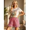 image:imageEVALESS Boxer Shorts for Women Plaid Pajama Ruffle Shorts Fashion 2026 Summer Beach Bottoms Lounge Shorts with PocketsFiery Red