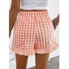 image:imageEVALESS Boxer Shorts for Women Plaid Pajama Ruffle Shorts Fashion 2026 Summer Beach Bottoms Lounge Shorts with PocketsPink