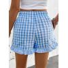 image:imageEVALESS Boxer Shorts for Women Plaid Pajama Ruffle Shorts Fashion 2026 Summer Beach Bottoms Lounge Shorts with PocketsSky Blue