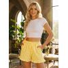 image:imageEVALESS Boxer Shorts for Women Plaid Pajama Ruffle Shorts Fashion 2026 Summer Beach Bottoms Lounge Shorts with PocketsYellow Cream