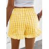 image:imageEVALESS Boxer Shorts for Women Plaid Pajama Ruffle Shorts Fashion 2026 Summer Beach Bottoms Lounge Shorts with PocketsYellow Cream
