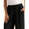 image:imageEVALESS Capris Pants for Women Spring Summer Casual Loose Drawstring Elastic High Waist Lounge Cropped TrousersBlack