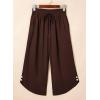 image:imageEVALESS Capris Pants for Women Spring Summer Casual Loose Drawstring Elastic High Waist Lounge Cropped TrousersBrown