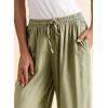 image:imageEVALESS Capris Pants for Women Spring Summer Casual Loose Drawstring Elastic High Waist Lounge Cropped TrousersGreen