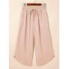 image:imageEVALESS Capris Pants for Women Spring Summer Casual Loose Drawstring Elastic High Waist Lounge Cropped TrousersLight Pink