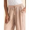 image:imageEVALESS Capris Pants for Women Spring Summer Casual Loose Drawstring Elastic High Waist Lounge Cropped TrousersLight Pink