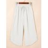 image:imageEVALESS Capris Pants for Women Spring Summer Casual Loose Drawstring Elastic High Waist Lounge Cropped TrousersWhite