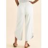 image:imageEVALESS Capris Pants for Women Spring Summer Casual Loose Drawstring Elastic High Waist Lounge Cropped TrousersWhite