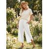 image:imageEVALESS Capris Pants for Women Spring Summer Casual Loose Drawstring Elastic High Waist Lounge Cropped TrousersWhite