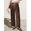 image:imageEVALESS Pants for Women Casual High Waisted Baggy Cargo Pants 2026 Summer Ankle Length Wide Leg Sweatpants with PocketsCoffee