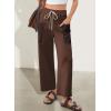 image:imageEVALESS Pants for Women Casual High Waisted Baggy Cargo Pants 2026 Summer Ankle Length Wide Leg Sweatpants with PocketsCoffee