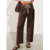 image:imageEVALESS Pants for Women Casual High Waisted Baggy Cargo Pants 2026 Summer Ankle Length Wide Leg Sweatpants with PocketsCoffee