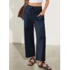 image:imageEVALESS Pants for Women Casual High Waisted Baggy Cargo Pants 2026 Summer Ankle Length Wide Leg Sweatpants with PocketsNavy Blue