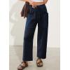 image:imageEVALESS Pants for Women Casual High Waisted Baggy Cargo Pants 2026 Summer Ankle Length Wide Leg Sweatpants with PocketsNavy Blue