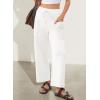image:imageEVALESS Pants for Women Casual High Waisted Baggy Cargo Pants 2026 Summer Ankle Length Wide Leg Sweatpants with PocketsWhite