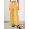 image:imageEVALESS Pants for Women Casual High Waisted Baggy Cargo Pants 2026 Summer Ankle Length Wide Leg Sweatpants with PocketsYellow