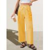 image:imageEVALESS Pants for Women Casual High Waisted Baggy Cargo Pants 2026 Summer Ankle Length Wide Leg Sweatpants with PocketsYellow