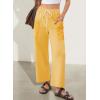 image:imageEVALESS Pants for Women Casual High Waisted Baggy Cargo Pants 2026 Summer Ankle Length Wide Leg Sweatpants with PocketsYellow