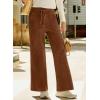 image:imageEVALESS Women Corduroy Pants Wide Leg Casual High Waisted Straight Leg Baggy TrousersThai Curry