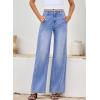 image:imageEVALESS Womens High Waisted Wide Leg Jeans Stretchy Boyfriend Loose Straight Denim PantsAshleigh Blue