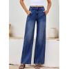 image:imageEVALESS Womens High Waisted Wide Leg Jeans Stretchy Boyfriend Loose Straight Denim PantsReal Teal