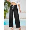 image:imageEVALESS Womens Wide Leg Jeans Summer Lightweight High Waisted Straight Leg Baggy Drawstring Denim PantsBlack