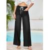 image:imageEVALESS Womens Wide Leg Jeans Summer Lightweight High Waisted Straight Leg Baggy Drawstring Denim PantsBlack