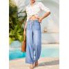 image:imageEVALESS Womens Wide Leg Jeans Summer Lightweight High Waisted Straight Leg Baggy Drawstring Denim PantsSky Blue
