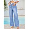 image:imageEVALESS Womens Wide Leg Jeans Summer Lightweight High Waisted Straight Leg Baggy Drawstring Denim PantsSky Blue