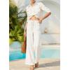 image:imageEVALESS Womens Wide Leg Jeans Summer Lightweight High Waisted Straight Leg Baggy Drawstring Denim PantsWhite