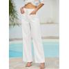 image:imageEVALESS Womens Wide Leg Jeans Summer Lightweight High Waisted Straight Leg Baggy Drawstring Denim PantsWhite