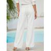 image:imageEVALESS Womens Wide Leg Jeans Summer Lightweight High Waisted Straight Leg Baggy Drawstring Denim PantsWhite