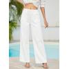 image:imageEVALESS Womens Wide Leg Jeans Summer Lightweight High Waisted Straight Leg Baggy Drawstring Denim PantsWhite