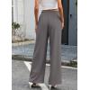 image:imageEVALESS Womens Wide Leg Pants Summer Casual Baggy Elastic High Waisted Palazzo Beach Vacation Slacks Trousers with PocketsDark Grey