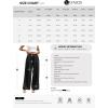 image:imageEVALESS Womens Wide Leg Pants Summer Casual Baggy Elastic High Waisted Palazzo Beach Vacation Slacks Trousers with PocketsDark Grey