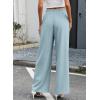 image:imageEVALESS Womens Wide Leg Pants Summer Casual Baggy Elastic High Waisted Palazzo Beach Vacation Slacks Trousers with PocketsDusk Blue