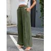 image:imageEVALESS Womens Wide Leg Pants Summer Casual Baggy Elastic High Waisted Palazzo Beach Vacation Slacks Trousers with PocketsFour Leaf Clover