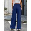 image:imageEVALESS Womens Wide Leg Pants Summer Casual Baggy Elastic High Waisted Palazzo Beach Vacation Slacks Trousers with PocketsNavy Blue