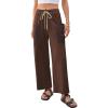 image:imageEVALESS Pants for Women Casual High Waisted Baggy Cargo Pants 2026 Summer Ankle Length Wide Leg Sweatpants with PocketsCoffee